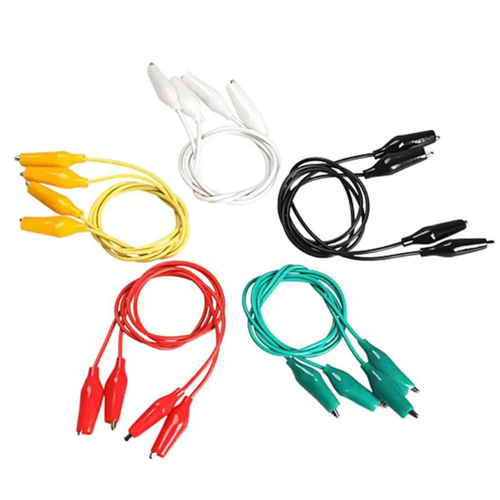 

5 Pcs 50CM Colorful Crocodile clip Double-ended Alligator Crocodile Clips Electronics Wire Connectors Wire test Measuring
