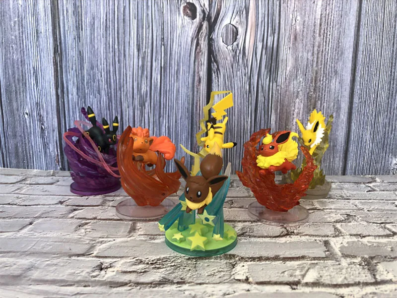 6 шт./компл. Покемон Пикачу Flareon Eevee Литтен аниме Рисунок Модель игрушка в подарок для детей