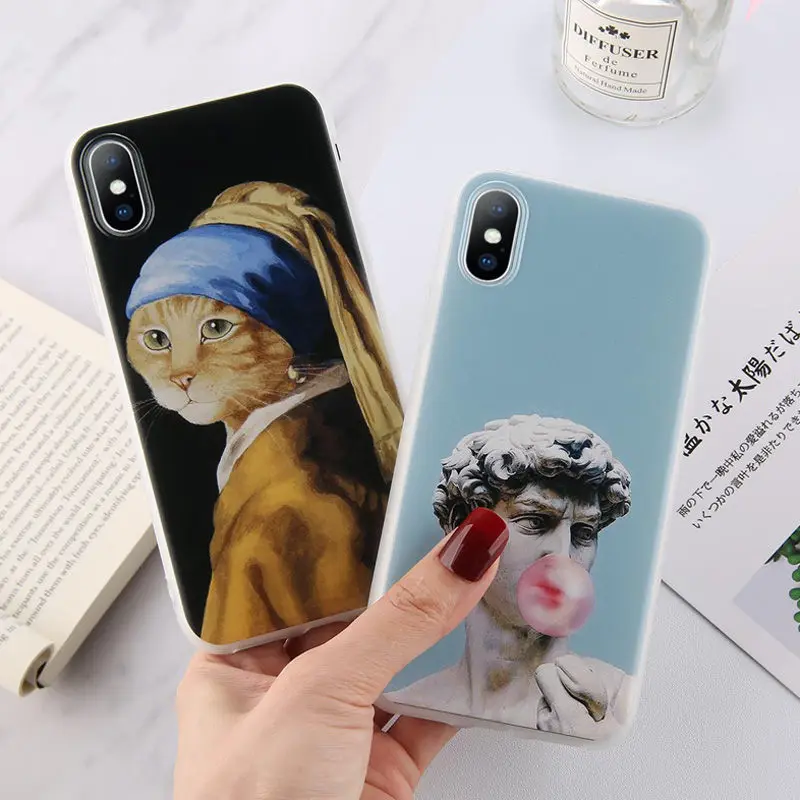 

Moskado Funny Art Paintings Case For iPhone 7 8 6 6s Plus X XS XR XS Max 5 5s SE Phone Cases Kitten Animals Soft TPU Back Cover