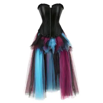 

Grebrafan Medieval Corsets for Women Halloween with Petticoat Tulle Skirt Ballet Bubble Tutu