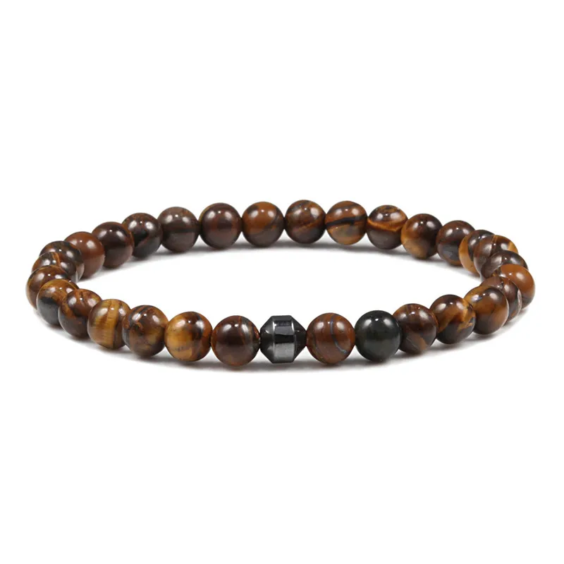 

Couples Distance Bracelet Natural Stone Beads Couple Bracelets Hematite With Tiger Eye Volcanic Stone Alloy elasticity Men Jewel