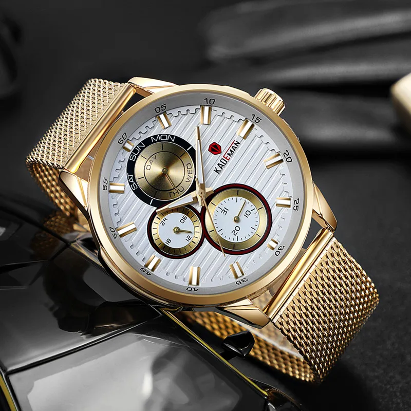 KADEMAN модные мужские часы роскошные маленькие циферблаты полностью стальные спортивные часы Топ бренд водонепроницаемые повседневные деловые мужские наручные часы Relogio
