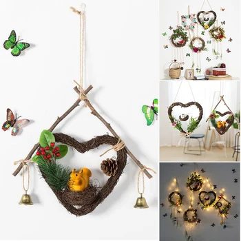 

Newly Rattan Circle Artificial Garland Wall Decoration Pendant Home Decoration Hanging Wreaths Home Door Party TE889