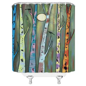

Creative Shower Curtain Yellow Bird Egg Card in The Dramatic Design Pattern Between The Branches, Personalized Bathroom