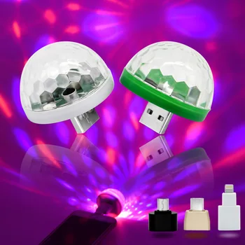 

Voice-controlled flash laser light crystal magic ball rotates seven colored lights usb music rhythm lights