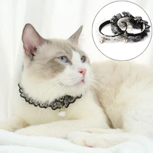 1PC Lace Pearl Cat Collar Cute Personality Puppy Dog Necklace Black White Comfortable Skin-friendly Pet Supplies