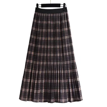 

Summer Women's Pleated Skirts 2020 New Casual England Style Elastic Waist Plaid Plus Size Skirts for Women 4xl 5xl 6xl