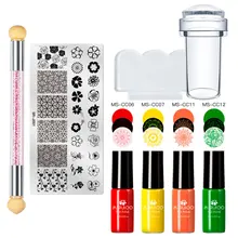 Msruioo 네일 스탬프 플레이트 세트 스탬핑 폴란드어 꽃 기하학 패턴 템플릿 키트 바니시 기본 네일 아트 스탬프(China)