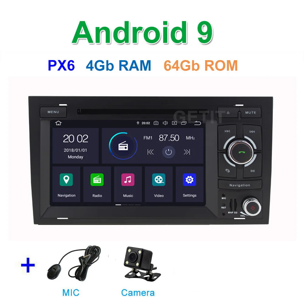 DSP 64G PX6 Android 9 автомобильный DVD плеер стерео радио gps навигации для Audi A4 B6 B7 S4 B7 B6 RS4 B7 SEAT EXEO - Цвет: PX6 4G CAMERA