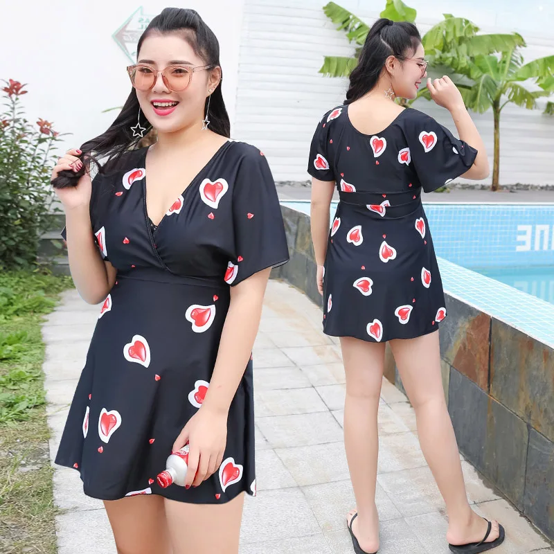 

Large Size Bathing Suit Women's Split Type Fat Mm 200 Underwire Push up Belly Covering Slimming Conservative Boxers Extra Large
