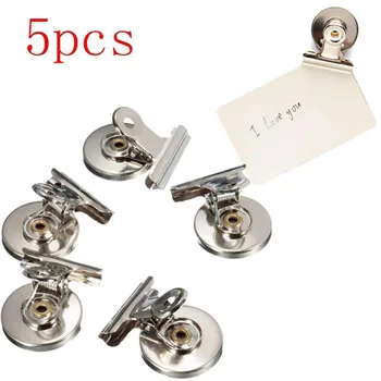 

5pcs 3cm Magnetic Clip Magnet Memo Note Message Holder Silver Metal Clamp Multifunctional Creative Paper Office Clips