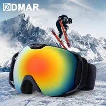 DMAR лыжные очки сферические двухслойные теплые анти-противотуманные защитные большие линзы очки для женщин и детей, мужские зимние сноубордические очки