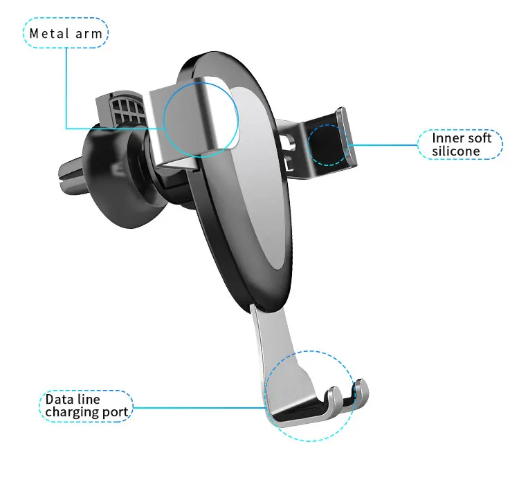 Gravedad soporte de telefono de coche soporte de Venture de aire de telefono en coche No magnetico Auto soporte móvil