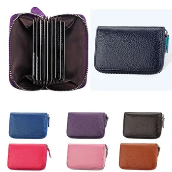 

Genuine Leather anti theft Card Holder Credit Card Case Organizer passport Wallet Women Men RFID Blocking card Wallets Purse