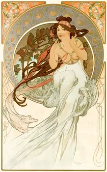 

Alphonse Mucha (Alfons) Music oil paintings canvas art Prints Wall Art For Living Room Bedroom Decor