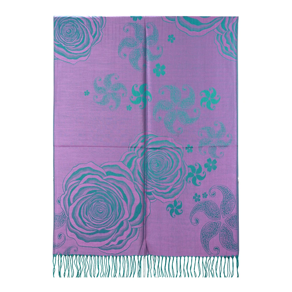 Spring Women Bandana Pashmina Fashion Scarf Rayon Stole Long Fringe Floral Wraps Shawls |