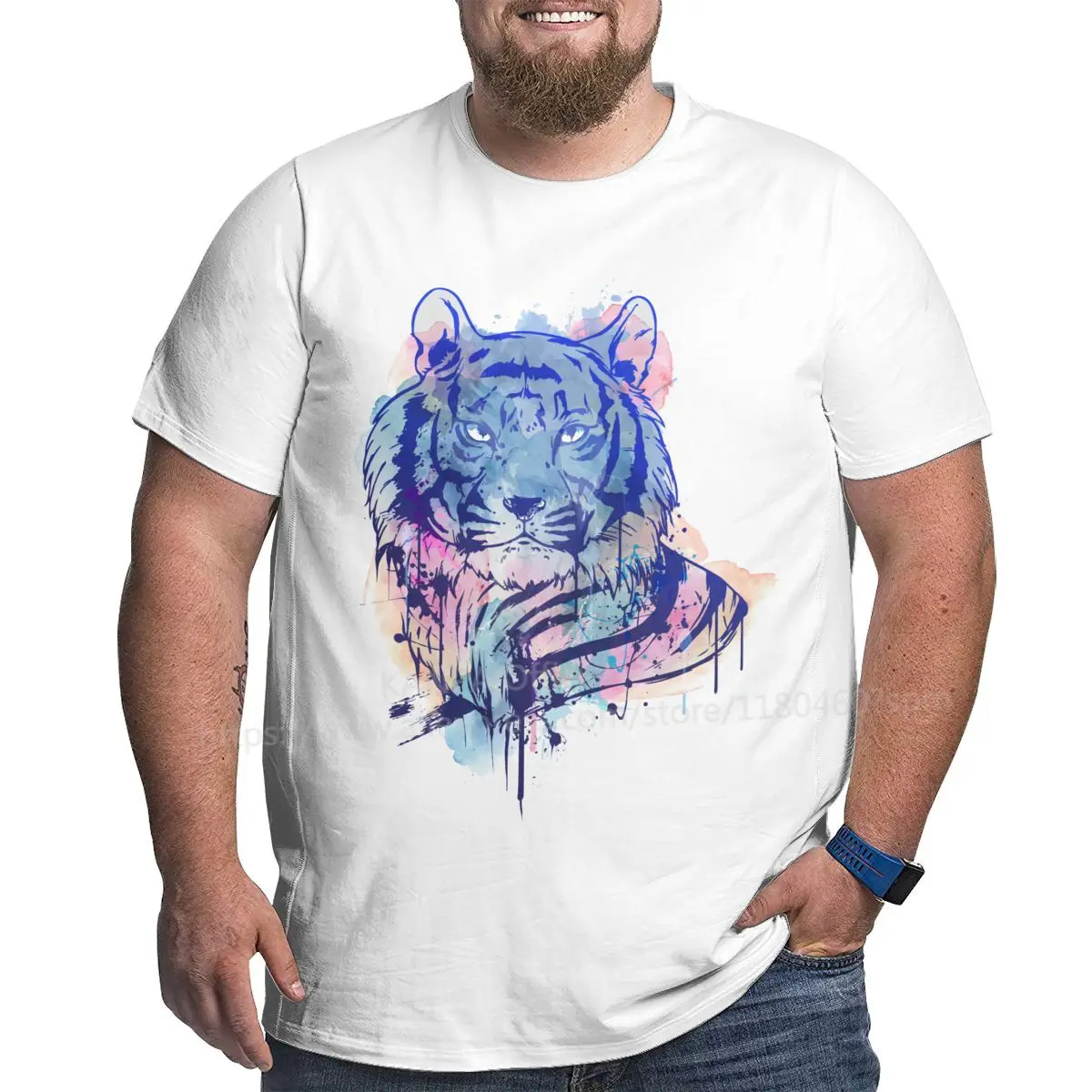 

Kanpa Summer 100% Custom Street Graffiti Tiger T Shirts for Big Men Pattern Men Workout Tops White Harajuku Shirts XL