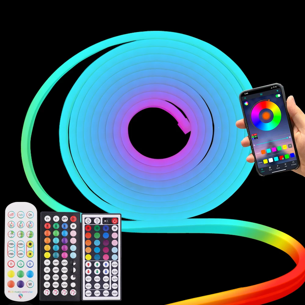 12VRGBLEDNeonLightTuyaWifiSmartRemoteControlFlexibleStrip