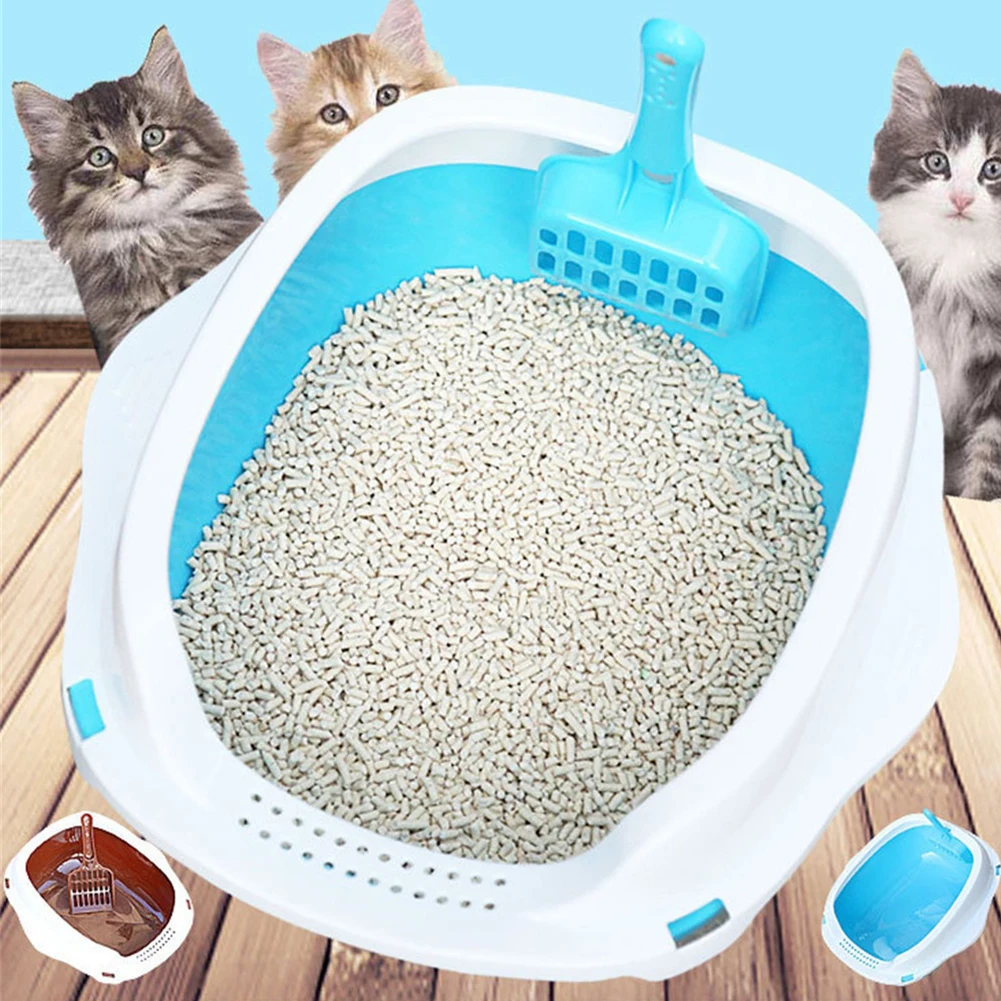 

Cats Litter Box Anti Splash Pet Toilet Bedpan Cat Dog Tray with Shovel Scoop Kitten Puppy Clean Toilette Home Plastic Sandbox