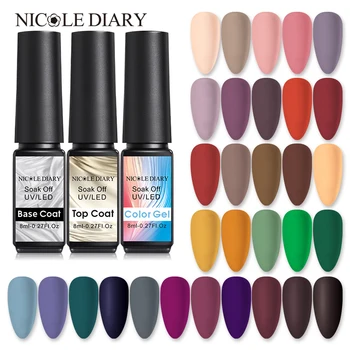 

NICOLE DIARY 8ml Matte UV Gel Nail Polish Nail Color Matte Top Coat Soak Off Nail Art Gel Varnish varnish