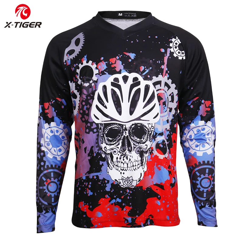 X-Tiger Bike DH рубашка с длинными рукавами нижние трикотажные изделия MTB велосипедная рубашка быстросохнущая спортивная одежда полиэстер майки для велоспорта - Цвет: XM-CSJF-22501
