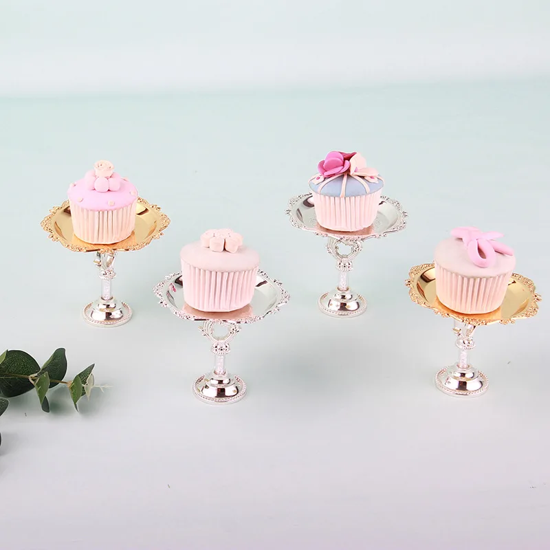 

2 Piece Gold Silver Cake Stand Set Round Metal Cupcake Dessert Display Pedestal Wedding Party Display Cupcake stand Home decora