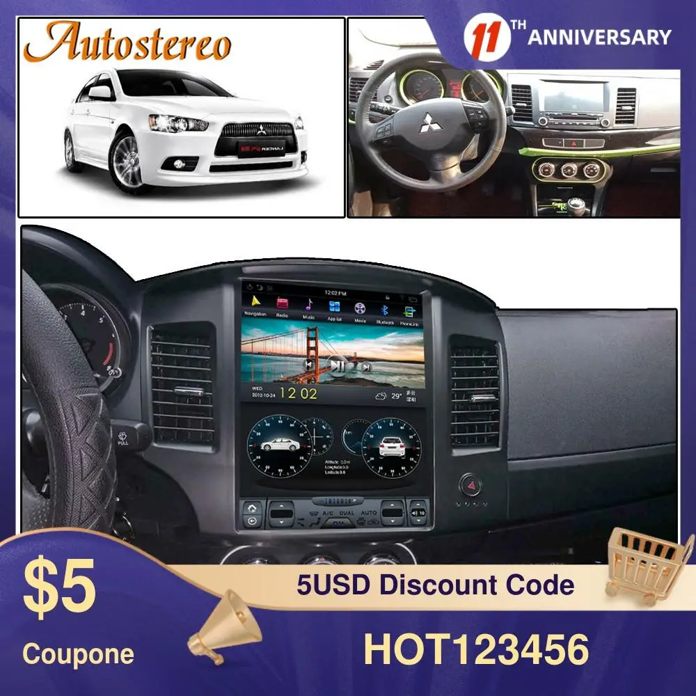 

Android 9 128G Tesla Radio 12" For Mitsubishi Lancer 2007-2017 EVO Car GPS Navigation Car Head Unit Multimedia Player Radio Tape