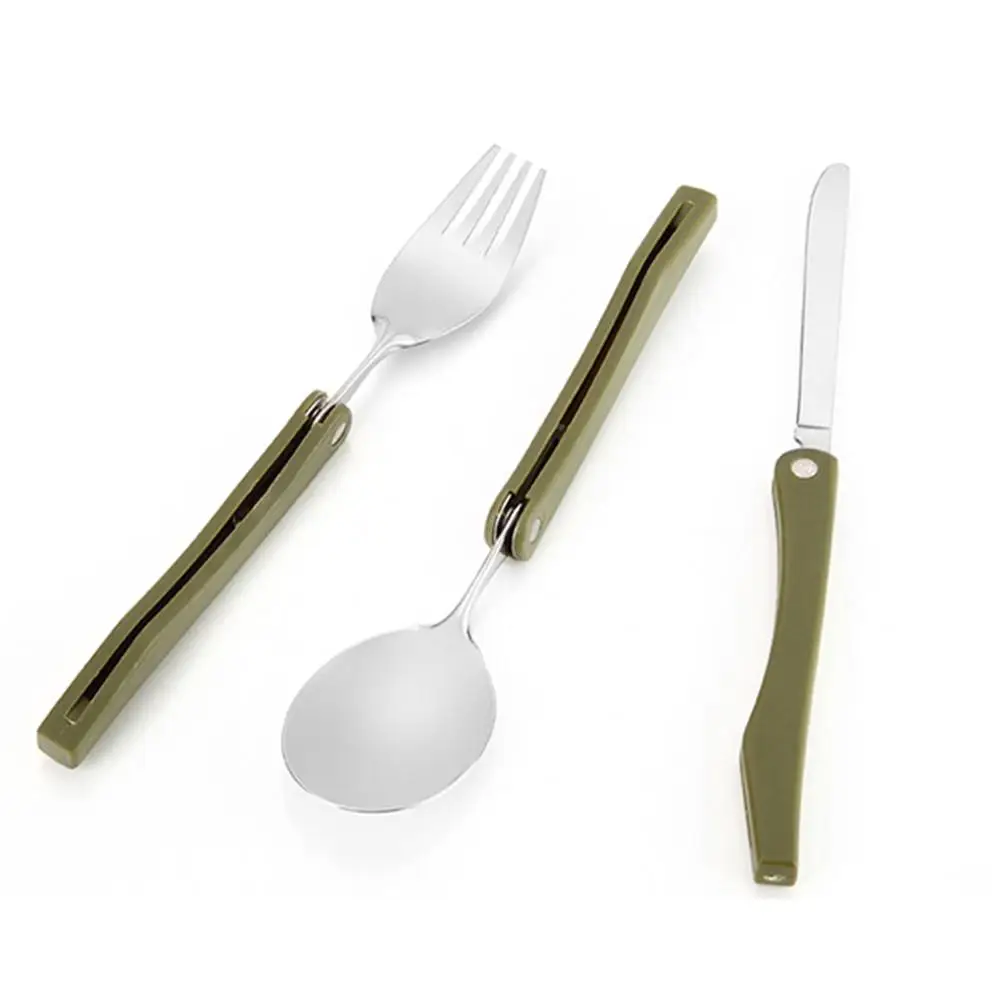 Portable Mini Cutlery Set Outdoor Hiking Tools Folding Cutlery Set Camping Picnic Stainless Steel Spoon Cutlery Tableware Set