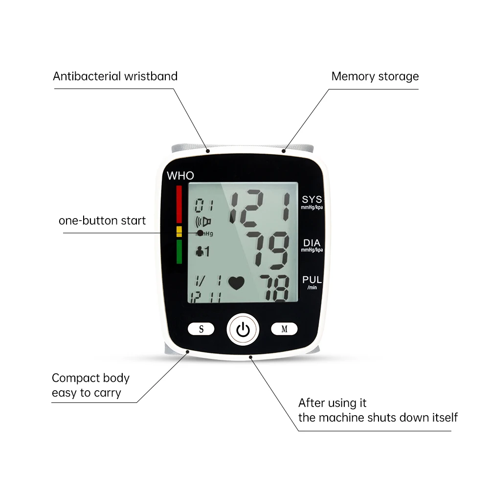 USB Rechargeable Wrist Blood Pressure Monitor Russian English Voice Tonometer Automatic Digital Sphygmomanometer blood pressure monitor,blood pressure meter
