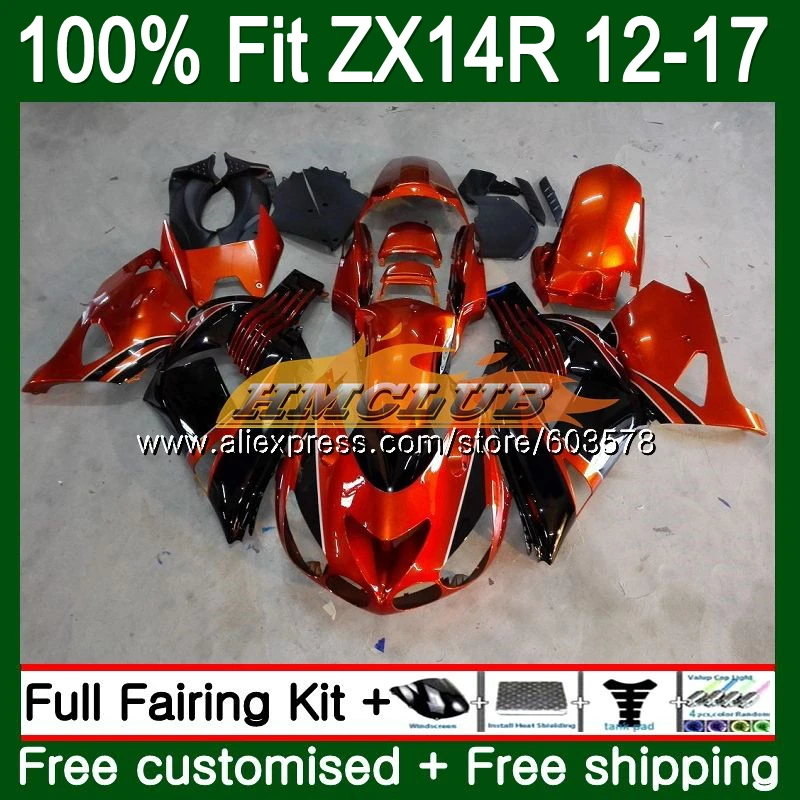 Инъекции для KAWASAKI ZX-14R ZX14R для детей возрастом 12, 13, 14, 15, 16, 17, 115CL образования легкой пены. 3 ZZR1400 ZX 14R 2012 2013 оранжевый черный обтекатель - Цвет: No. 1