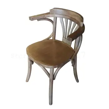 

Walnut music meal bar dining chair European restaurant chair American retro solid wood Windsor chair armrest backrest chair