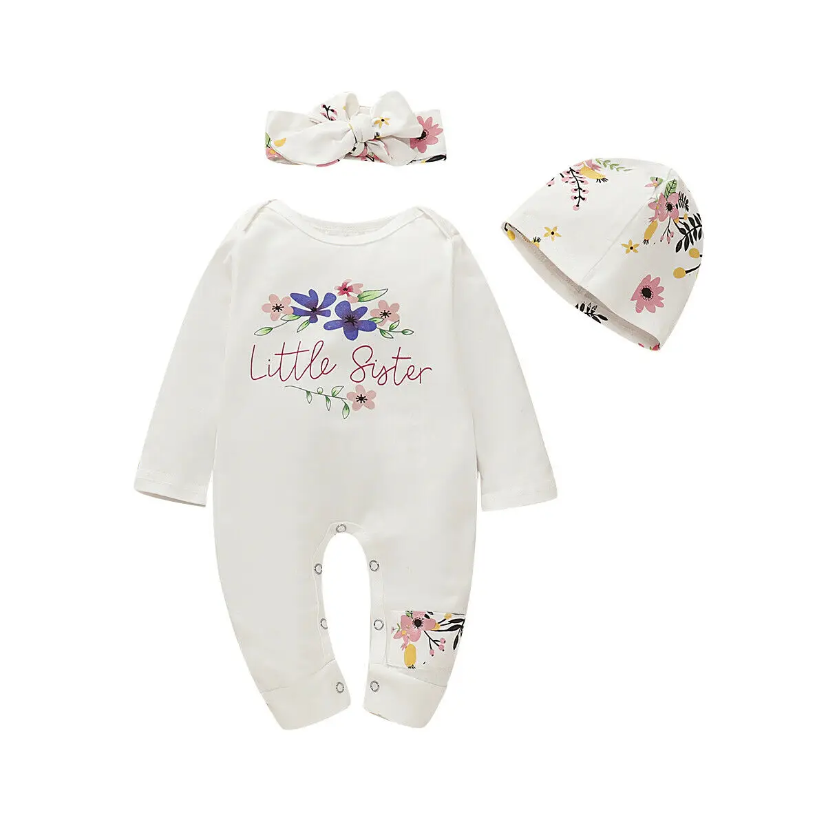 

Fall Infant Baby Girl Long Sleeve Sister Flower Romper Little Autumn Clothes Casual Spring Set