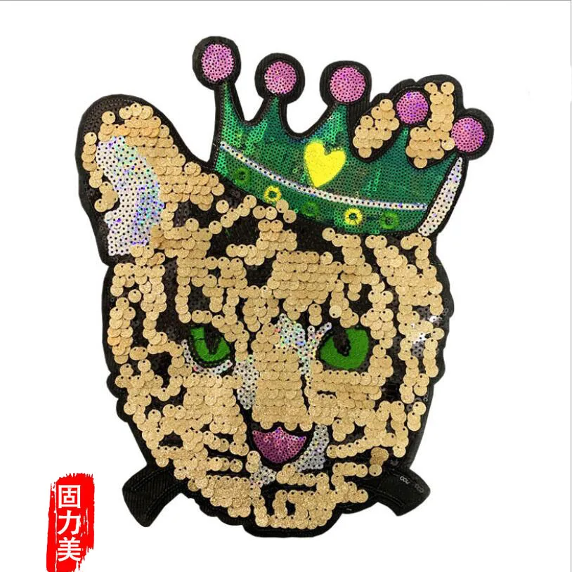 10pc Cartoon princess queen gold sequins cat leopard sewing on patch | Дом и сад