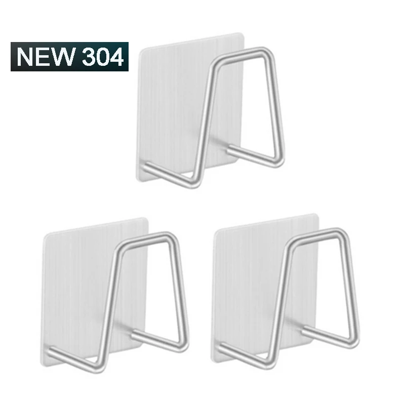 304 Stainless Steel Hanging Rack Sink Sponges Holder Self Adhesive Drain Drying Wall Hooks Storage Kitchen Organize Cocina | Дом и сад