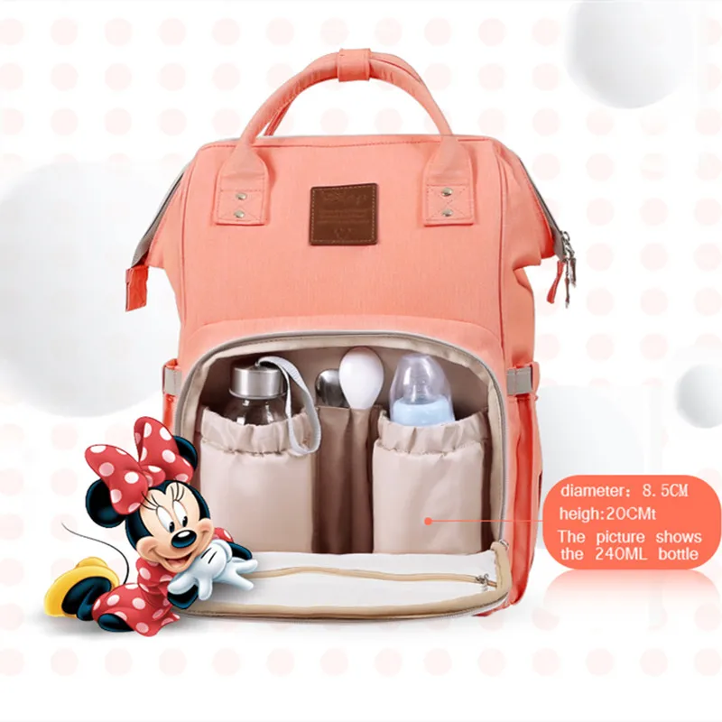 Disney Микки Минни мультфильм сумка большой емкости USB Отопление изолированный дорожный рюкзак для мам портативный хранения рюкзаки