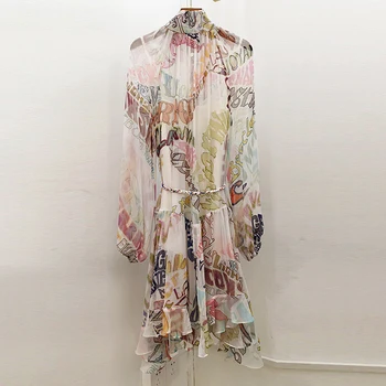 

2020 Silk Linen Summer Dress Women Loose Casual Dress vintage Print beach Sundress dresses vestidos