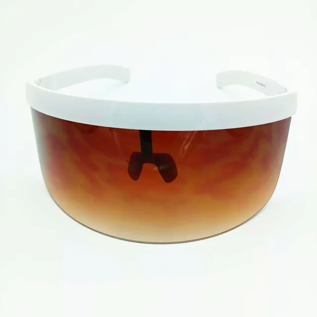 SO&EI Oversized Anti-Peeping One Piece Rimless Sunglasses Men Fashion Outdoor Sports Windproof Goggles Women UV Mask Sun Glasses White tea