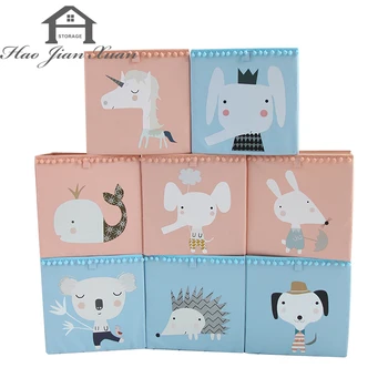 

Cartoon Oxford Fabric Folding Storage Box For kids Toys Organizer Clothes Underwear Socks Storage Bins Cube Boxes Organizador