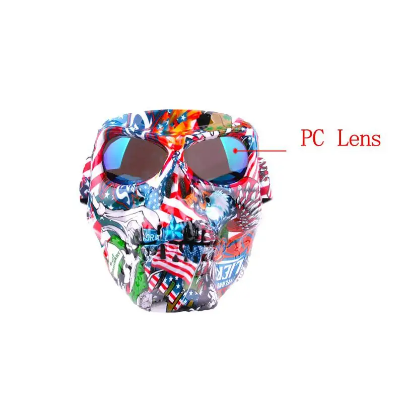 Motorcycle Goggles Skull Mask Helmet Glasses Mask Ski Detachable Eyewear Scooter Helmets Mask Skate Motorcycle Goggles Mask