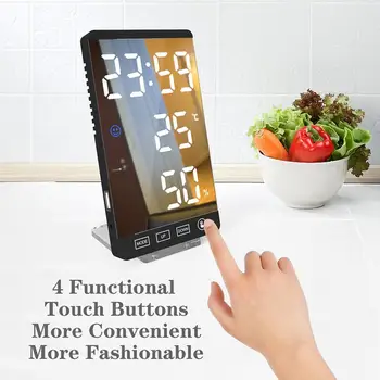 

Practical Design Digital LED Alarm Clock Multifunctional Weather Station Thermometer Mirror Clock Display