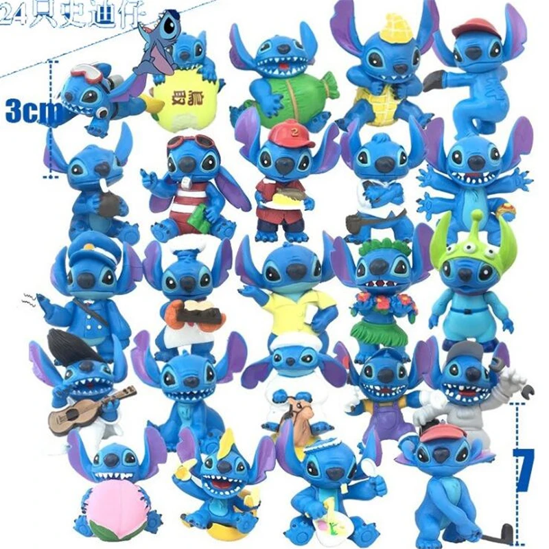 24Pcs/set Lilo &amp Stitch 6cm Action Figure Posture Anime Decoration Collection Figurine Toy model for children gift | Игрушки и хобби