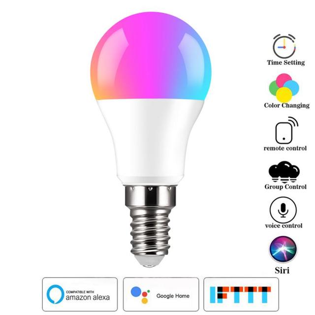 LED Smart Light Bulb Dimmable WiFi E14 Neon Lamp Siri Voice Control Alexa Google Home APP Remote Control Light Bulbs
