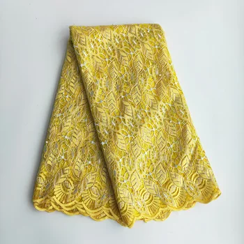 

Yellow African Mesh Embroidery Lace Fabric 5Yards High quality French Tull Net Lace Fabric African Swiss Lace Fabric For Sewing