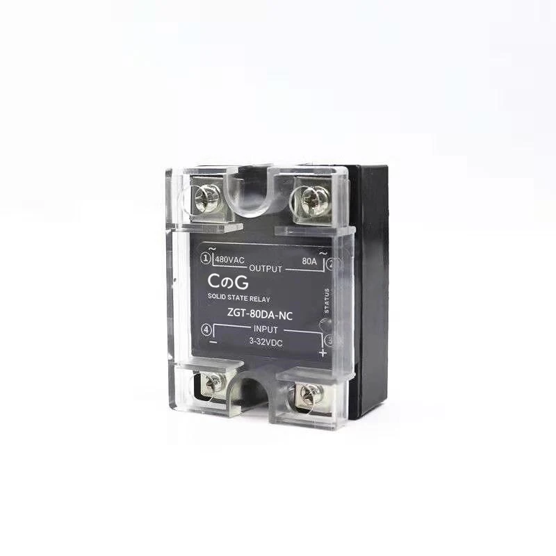 CG 60A 80A 100A DA NC нормально закрытый SSR Однофазный DC контроль AC теплоотвод SSR-60DA 80DA 100DA NC твердотельное реле - Габаритные размеры: 80DA