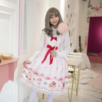 

Kawaii Strawberry Angel LOLITA Princess dress Japanese Sweet Lady High Waist Bow OP Lolita Dress women