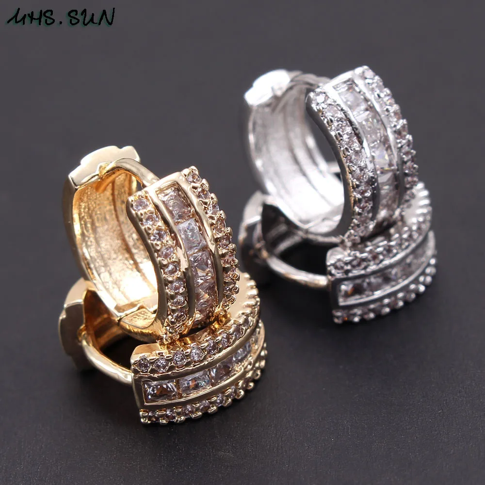 MHS. SUN, циркониевые круглые серьги-кольца, роскошные женские ювелирные изделия из фианита, золота/серебра, вечерние серьги с кристаллами, европейский стиль
