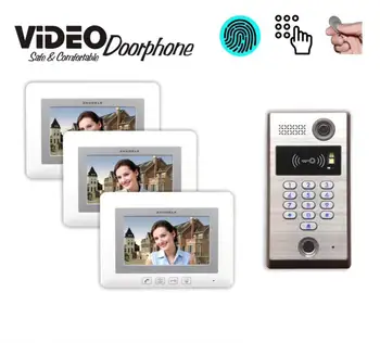 

ZHUDELE Home Intercom System 7" LCD monitor Speakerphone intercom Video Door Phone doorbell Fingerprint&ID Card&Password (1to3)