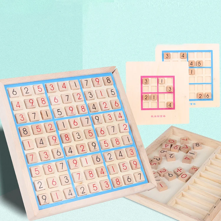Три в 1 деревянные детские Sudoku шахматы четыре, шесть, девять сетки вход логика обучающие средства начальной школы настольные игры