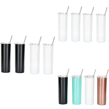 

(4 Pieces) 20Oz Stainless Steel Double Insulated Mug with Lid and Metal Straw