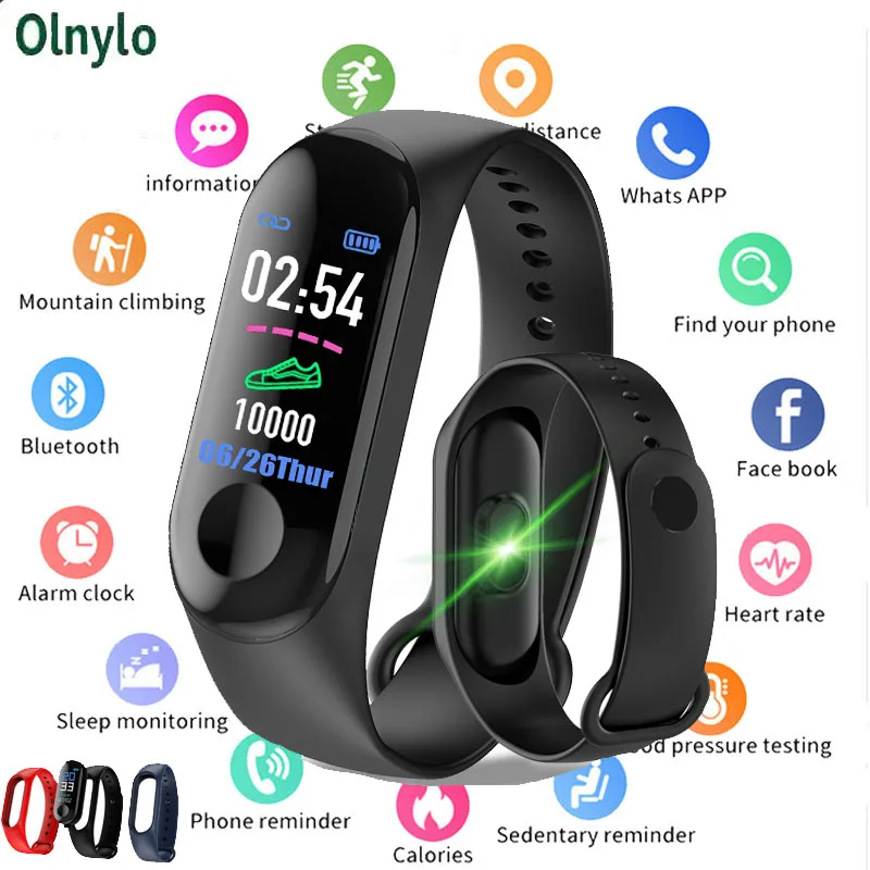 

M3 Color IPS Screen Smart Sport Fitness Bracelet Blood Pressure Activity Tracker Smart Wristband For Men Women Watches Reloj